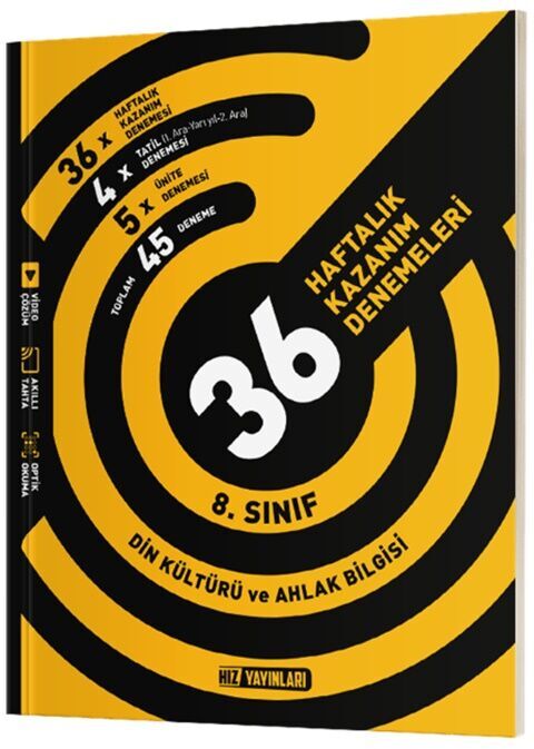 8. Sınıf Din Kültürü ve Ahlak Bilgisi 36 Haftalık Kazanım Denemeleri Hız Yayınları