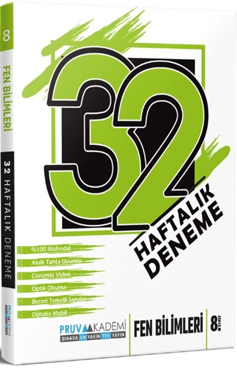 8. Sınıf Fen Bilimleri 32 Haftalık Deneme Pruva Akademi Yayınları