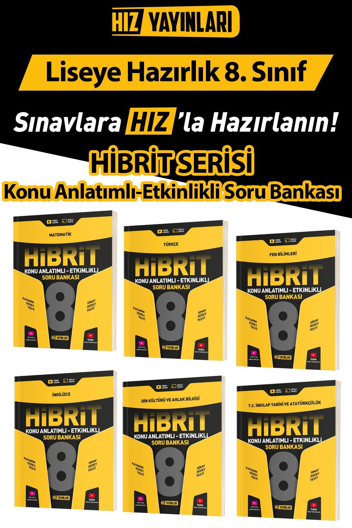 8. Sınıf Hibrit Konu Anlatımlı Etkinlikli Soru Bankası Seti Hız Yayınları