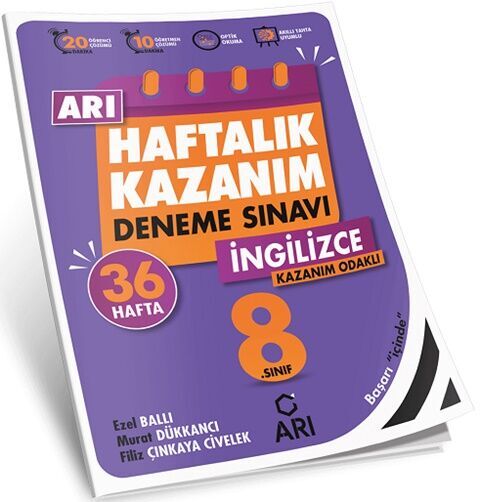 8. Sınıf İngilizce Haftalık Kazanım Denemeleri Arı Yayınları