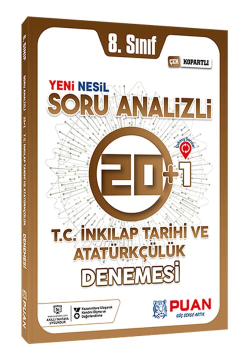 8. Sınıf LGS T.C. İnkılap Tarihi ve Atatürkçülük Soru Analizli 20+1 Deneme Puan Yayınları