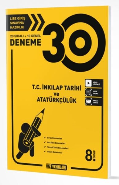 8. Sınıf T. C. İnkılap Tarihi ve Atatürkçülük 30 Deneme Hız Yayınları