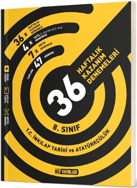 8. Sınıf T.C. İnkılap Tarihi ve Atatürkçülük 36 Haftalık Kazanım Denemeleri Hız Yayınları