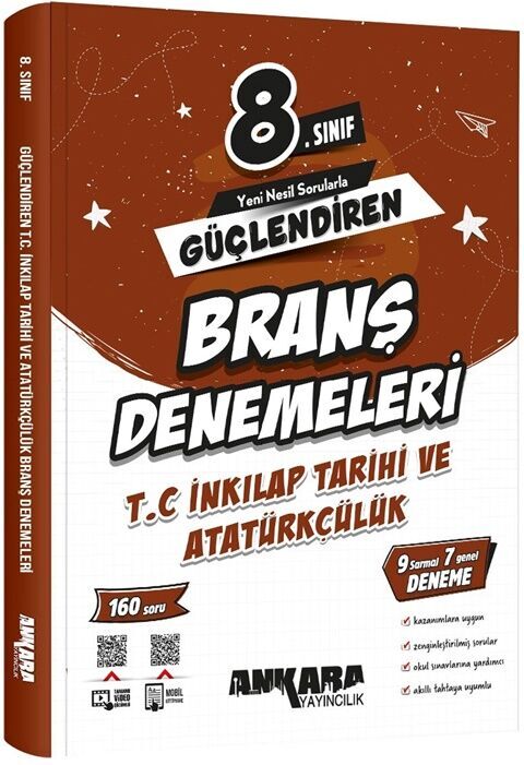 8. Sınıf T.C. İnkılap Tarihi ve Atatürkçülük Güçlendiren Branş Denemeleri Ankara Yayıncılık 8