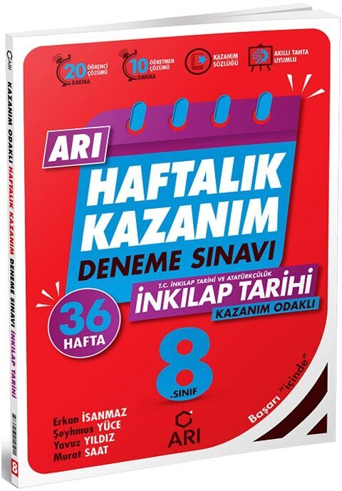 8. Sınıf T.C. İnkılap Tarihi ve Atatürkçülük Haftalık Kazanım Denemeleri Arı Yayınları