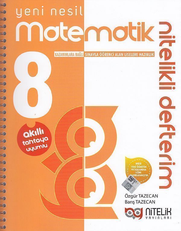 8.Sınıf Akıllı Defter Matematik Yeni Nesil Nitelikli Nitelik Yayınları