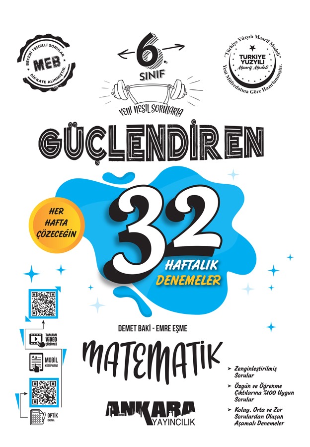 Ankara 6. Sınıf Güçlendiren 32 Haftalık Matematik Kazanım Denemeleri Ankara Yayıncılık Ankara 6. Sınıf Güçlendiren 32 Haftalık Matematik Kazanım Denemeleri Ankara Yayıncılık