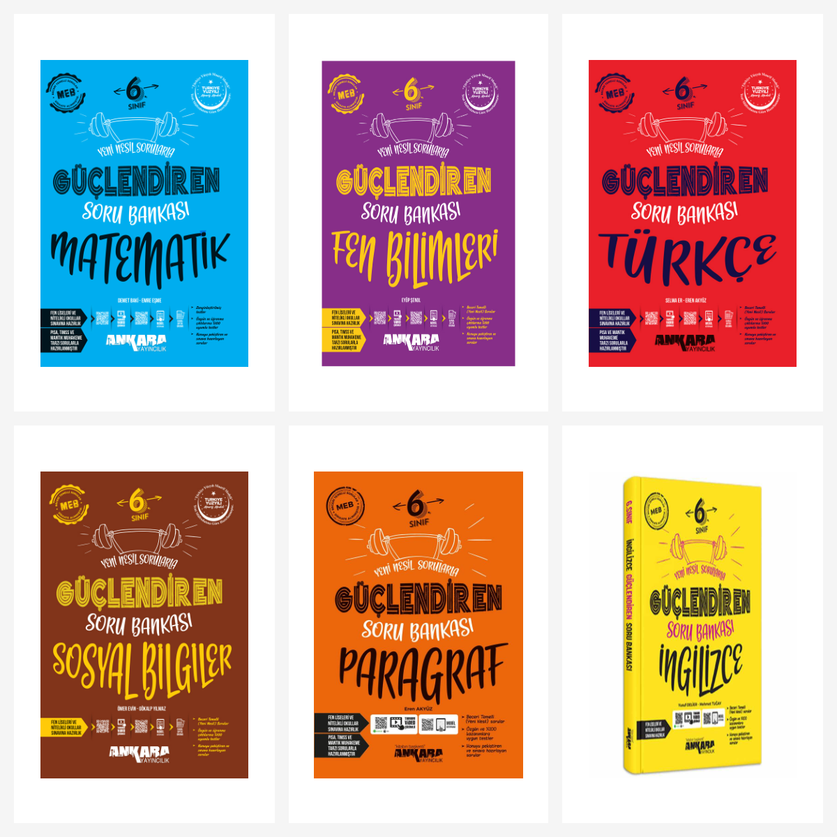 Ankara 6. Sınıf Tüm Dersler Güçlendiren Soru Bankası 6 Kitap Ankara Yayıncılık