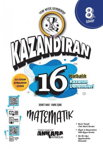 Ankara Yayınları 8. Sınıf Matematik Kazandıran 16 Haftalık Kazanım Denemeleri