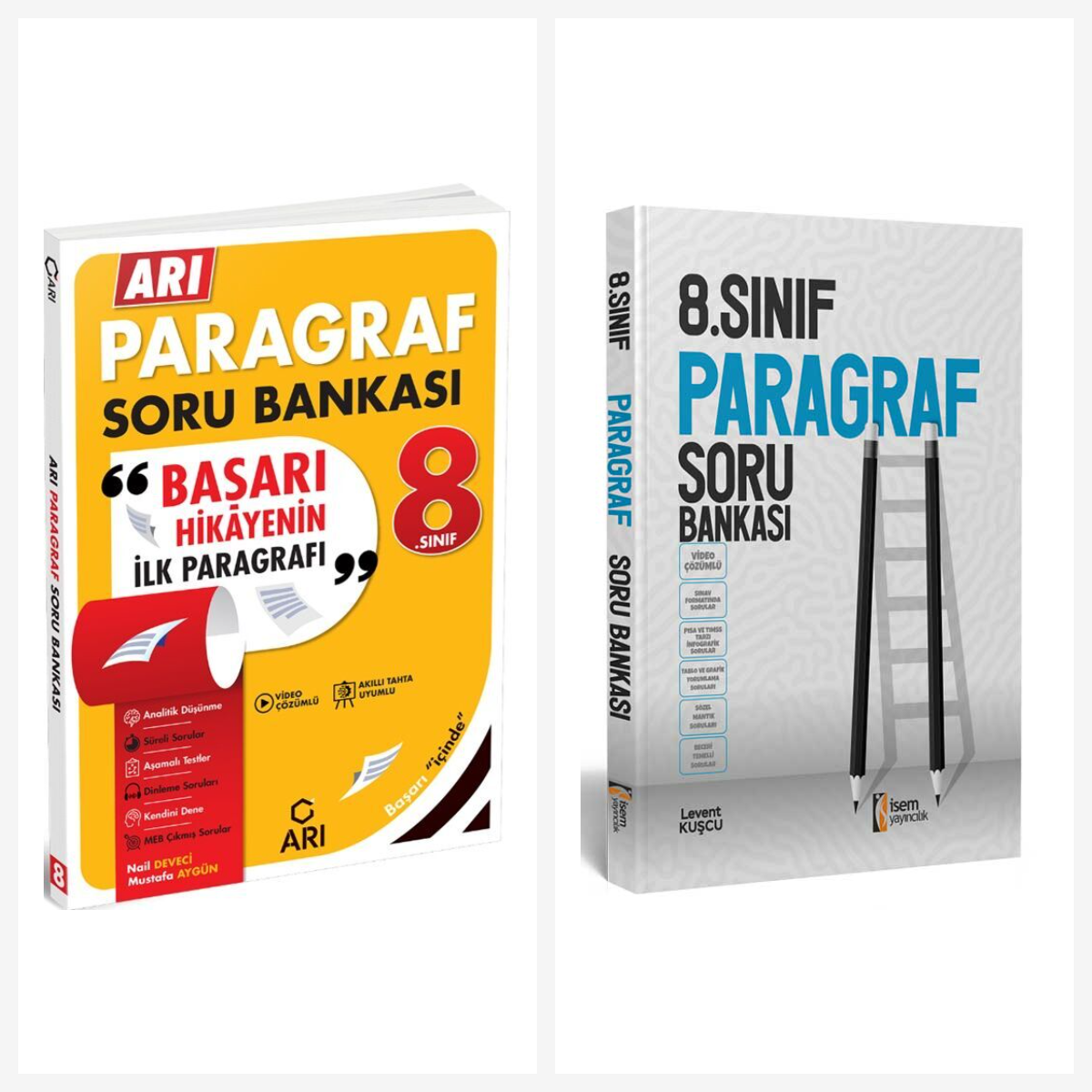 Arı 8. Sınıf Paragraf Soru Bankası Seti 2 Kitap İsem ve Arı Yayınları