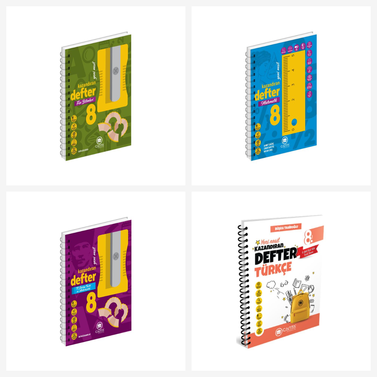 Çanta 8.Sınıf Tüm Dersler Okula Yardımcı Kazandıran Defter Seti 4 Kitap Çanta Yayınları Çanta 8.Sınıf Tüm Dersler Okula Yardımcı Kazandıran Defter Seti 4 Kitap Çanta Yayınları