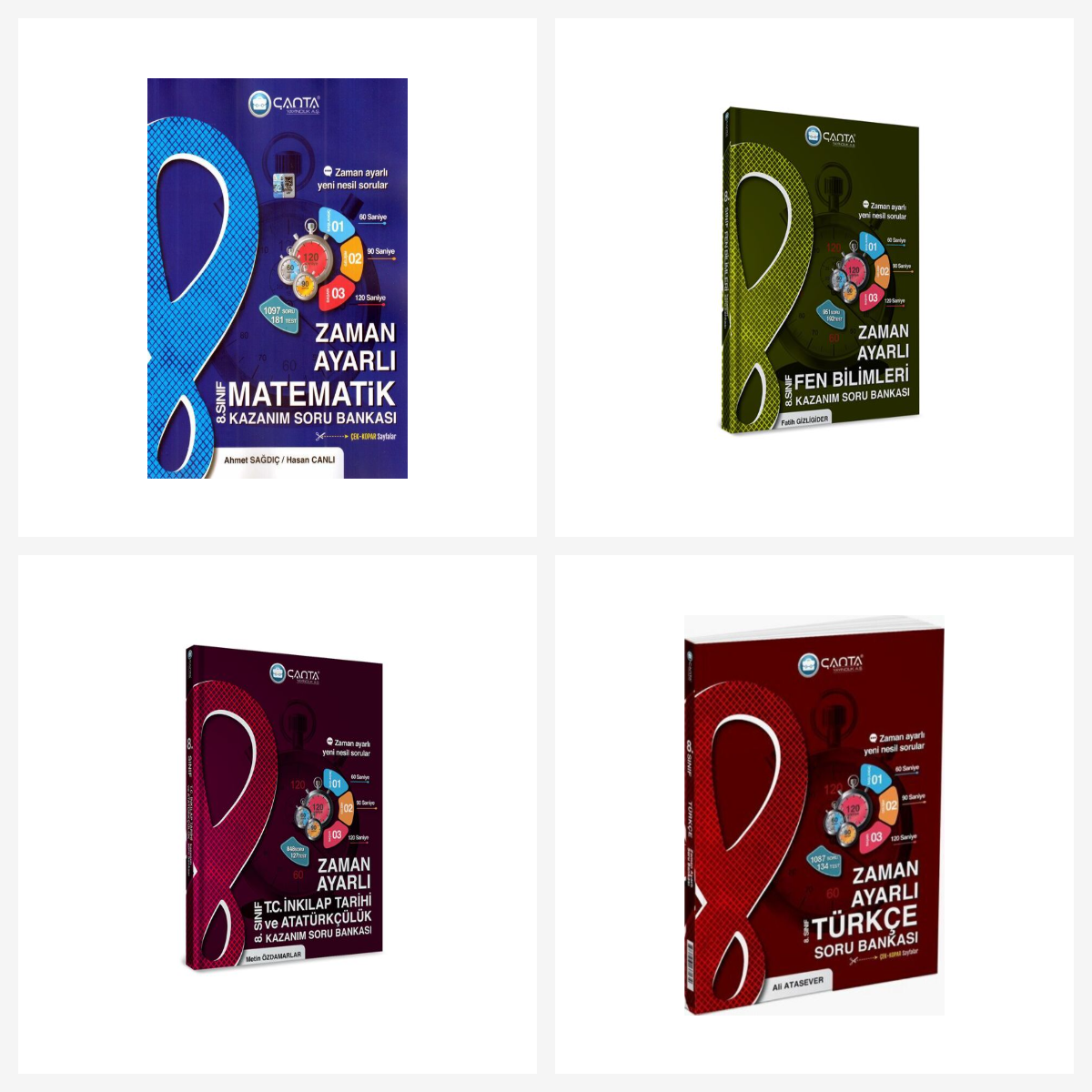 Çanta 8.Sınıf Tüm Dersler Zaman Ayarlı Kazanım Soru Bankası Seti 4 Kitap Çanta Yayınları Çanta 8.Sınıf Tüm Dersler Zaman Ayarlı Kazanım Soru Bankası Seti 4 Kitap Çanta Yayınları