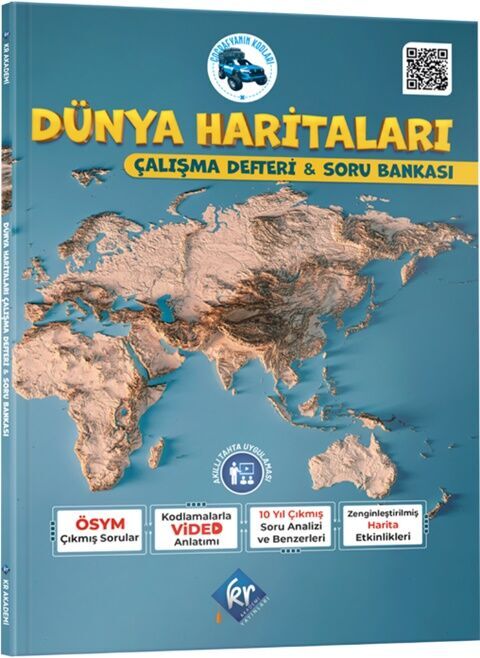 Coğrafyanın Kodları Dünya Haritaları Çalışma Defteri ve Soru Bankası KR Akademi