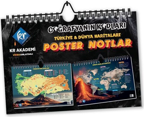Coğrafyanın Kodları Türkiye ve Dünya Duvar Haritaları Poster Notlar KR Akademi Yayınları