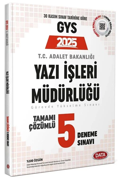 Data 2025 GYS Adalet Bakanlığı Yazı İşleri Müdürlüğü 5 Deneme Çözümlü Görevde Yükselme Data Yayınları Data 2025 GYS Adalet Bakanlığı Yazı İşleri Müdürlüğü 5 Deneme Çözümlü Görevde Yükselme Data Yayınları