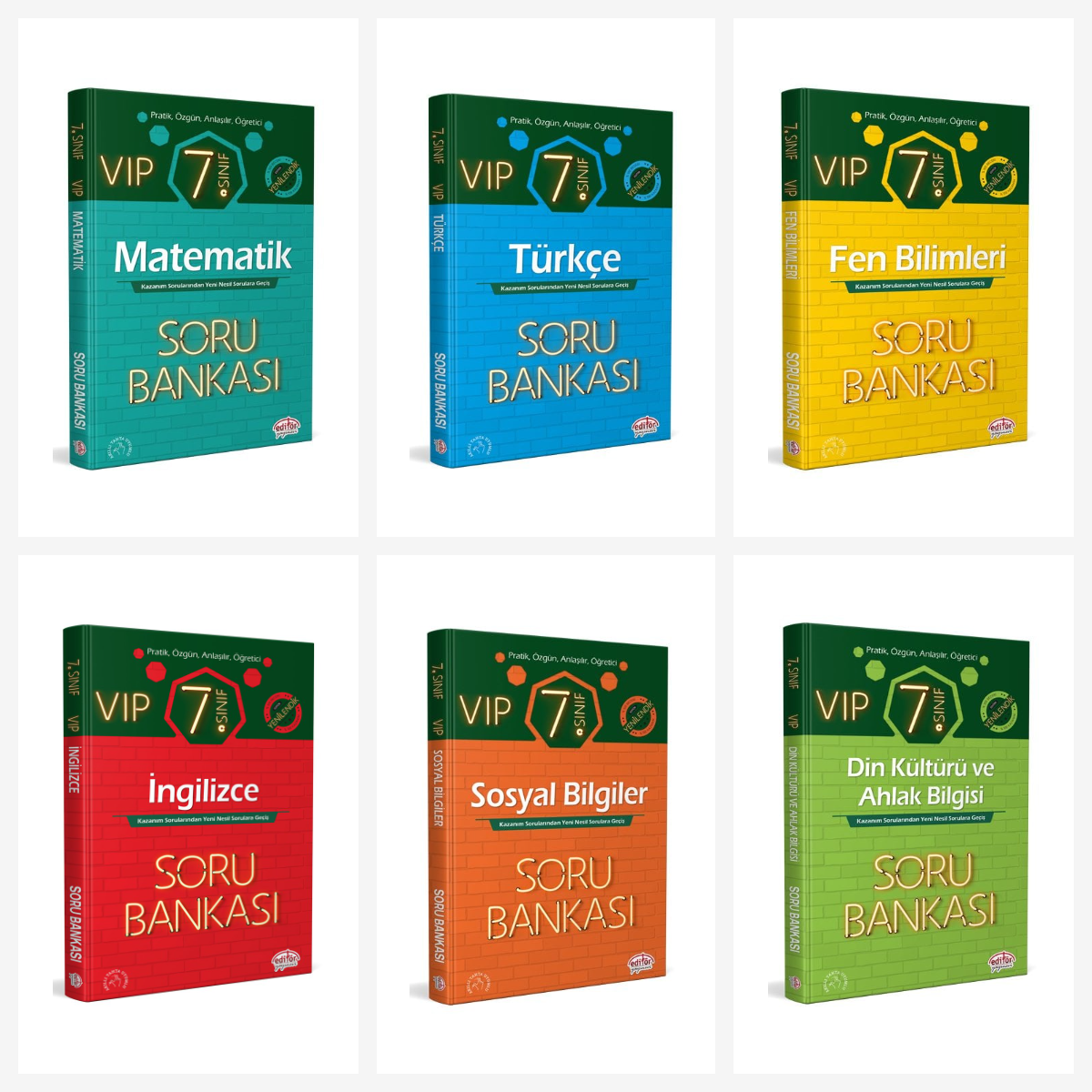 Editör 7. Sınıf VIP Tüm Dersler Soru Bankası Seti 6 Kitap Editör Yayınları