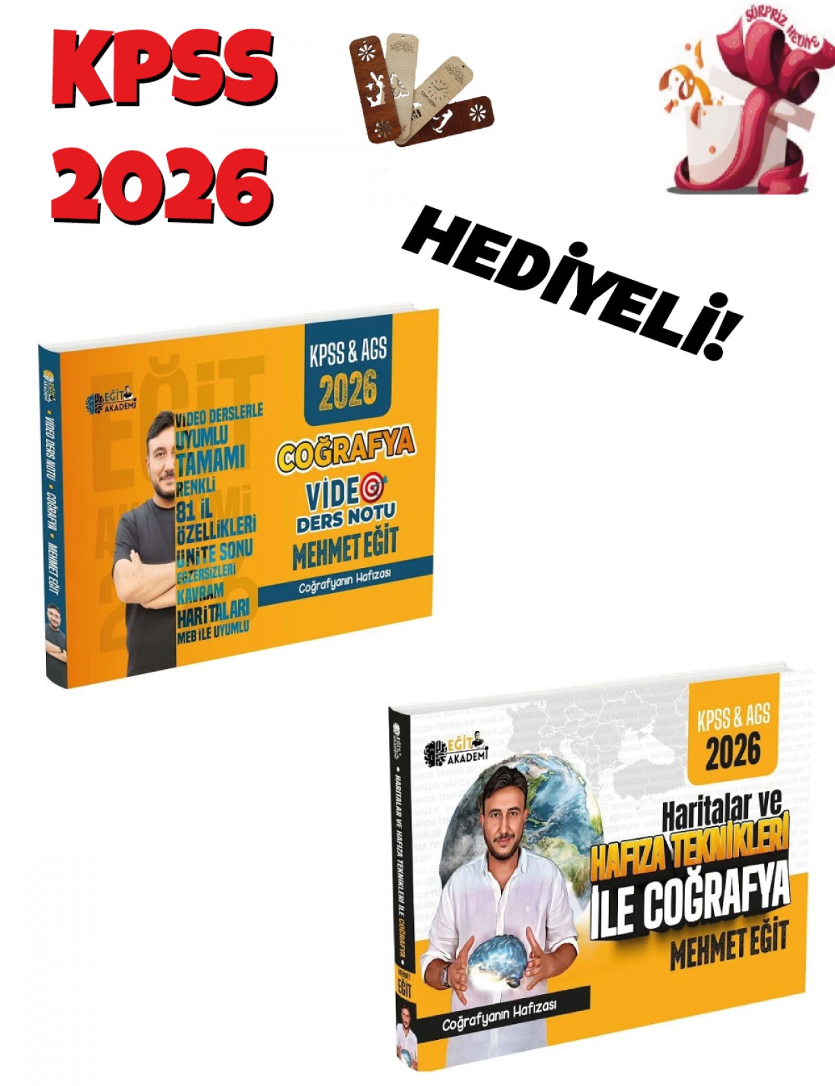 Eğit Akademi 2026 KPSS MEB-AGS Haritalar ve Hafıza Teknikleri ile Coğrafya + Video Ders Notu 2 li Set - Mehmet Eğit Eğit Akademi