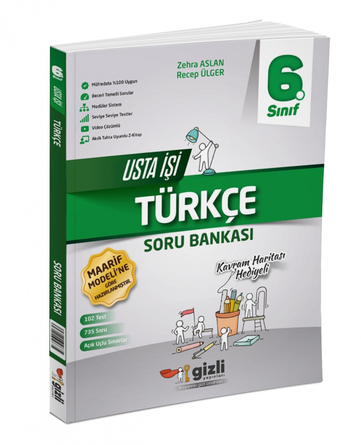 Gizli 6. Sınıf Türkçe Usta İşi Soru Bankası Kavram Haritası Hediyeli Gizli Yayınları