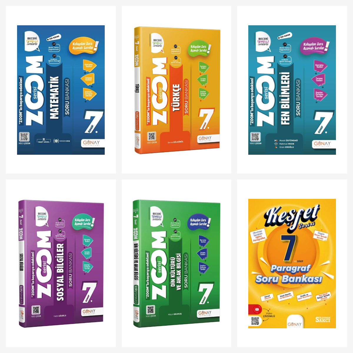 Günay 7. Sınıf ZOOM Serisi Tüm Dersler Soru Bankası Seti 6 Kitap Günay Yayınları Günay 7. Sınıf ZOOM Serisi Tüm Dersler Soru Bankası Seti 6 Kitap Günay Yayınları
