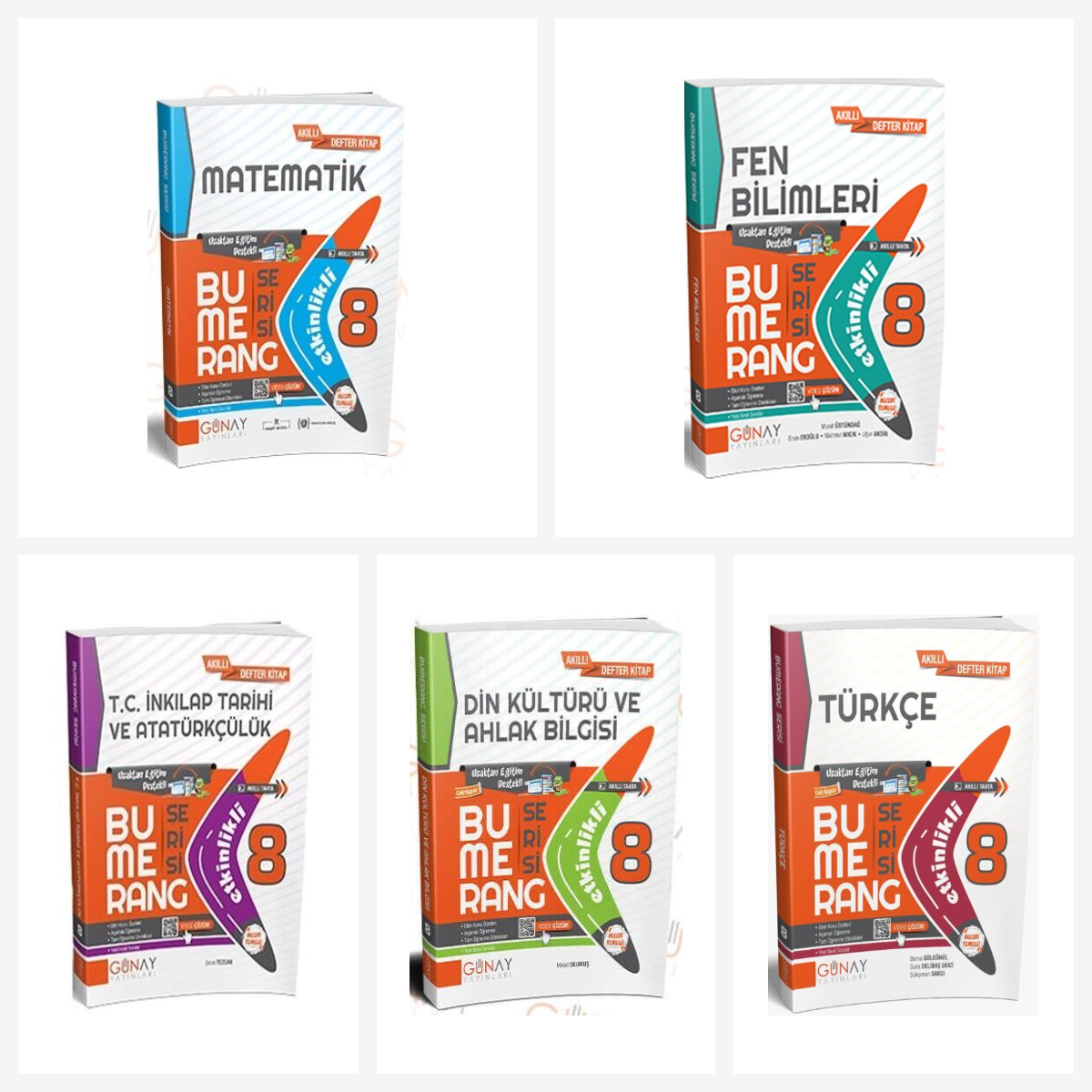 Günay 8. Sınıf Bumerang Serisi Tüm Dersler Soru Bankası Seti 5 Kitap Günay Yayınları Günay 8. Sınıf Bumerang Serisi Tüm Dersler Soru Bankası Seti 5 Kitap Günay Yayınları