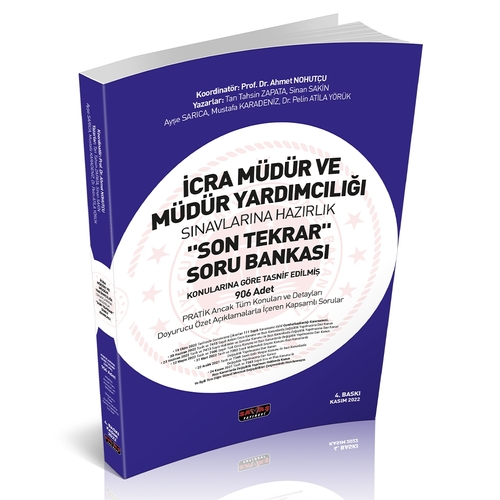 İcra Müdür ve Müdür Yardımcılığı Son Tekrar Soru Bankası Kasım 2022 Savaş Yayınları