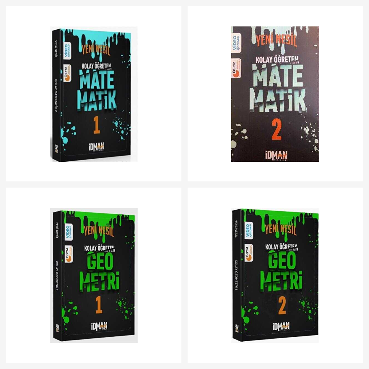 İdman Yeni Nesil Kolay Öğreten Matematik ve Geometri 1 - 2 Set 4 Kitap İdman Yayınları