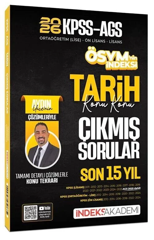 İndeks Akademi 2026 KPSS MEB-AGS Tarih Çıkmış Sorular Son 15 Yıl Konu Konu Çözümlü - Aydın Yüce İndeks Akademi Yayıncılık İndeks Akademi 2026 KPSS MEB-AGS Tarih Çıkmış Sorular Son 15 Yıl Konu Konu Çözümlü - Aydın Yüce İndeks Akademi Yayıncılık