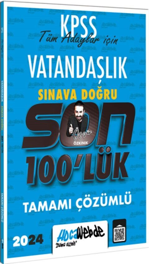 KPSS 2024 Vatandaşlık Son 100 lük Tamamı Çözümlü Sorular Hocawebde Yayınları