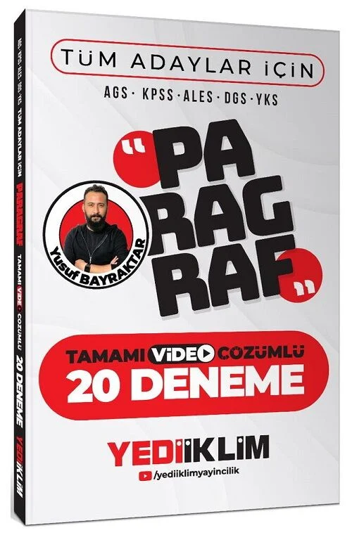 KPSS MEB-AGS ALES DGS YKS TYT AYT Paragraf 20 Deneme Çözümlü - Yusuf Bayraktar Yediiklim Yayınları