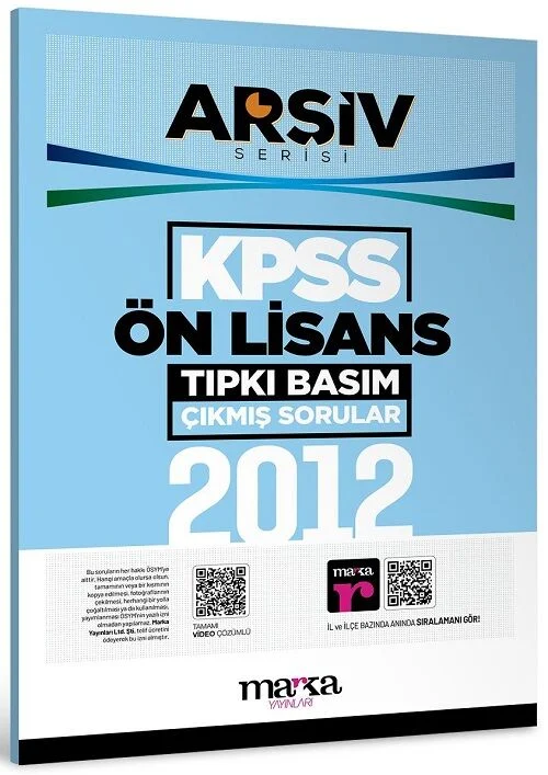 KPSS Ön Lisans 2012 Sınavı Çıkmış Sorular Tıpkı Basım Çözümlü ARŞİV Serisi Marka Yayınları KPSS Ön Lisans 2012 Sınavı Çıkmış Sorular Tıpkı Basım Çözümlü ARŞİV Serisi Marka Yayınları