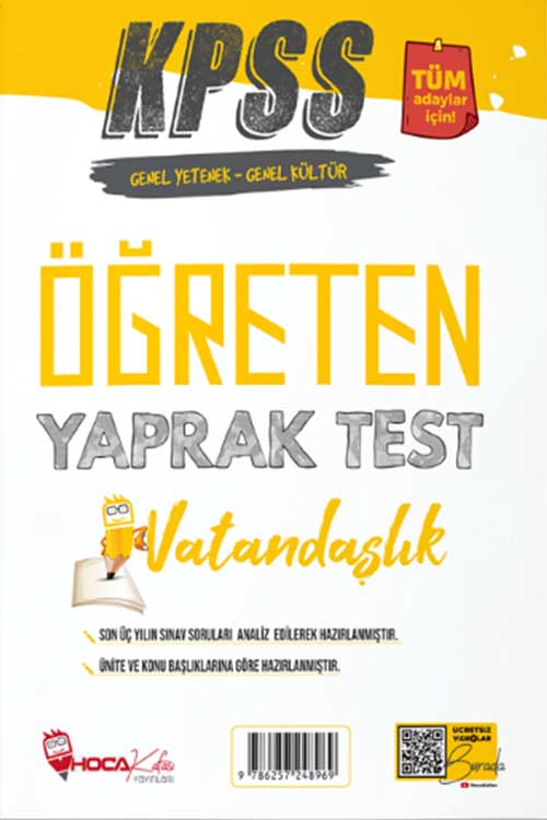 KPSS Vatandaşlık Öğreten Yaprak Test Hoca Kafası Yayınları