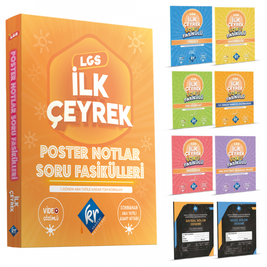 8. Sınıf LGS İlk Çeyrek Poster Notlar Soru Fasikülleri KR Akademi Yayınları