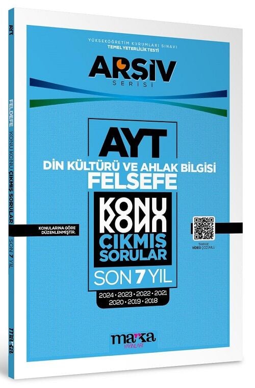 Marka YKS AYT Din Kültürü ve Ahlak Bilgisi - Felsefe Çıkmış Sorular Konu Konu Son 7 Yıl Tıpkı Basım Arşiv Serisi Çözümlü Marka Yayınları