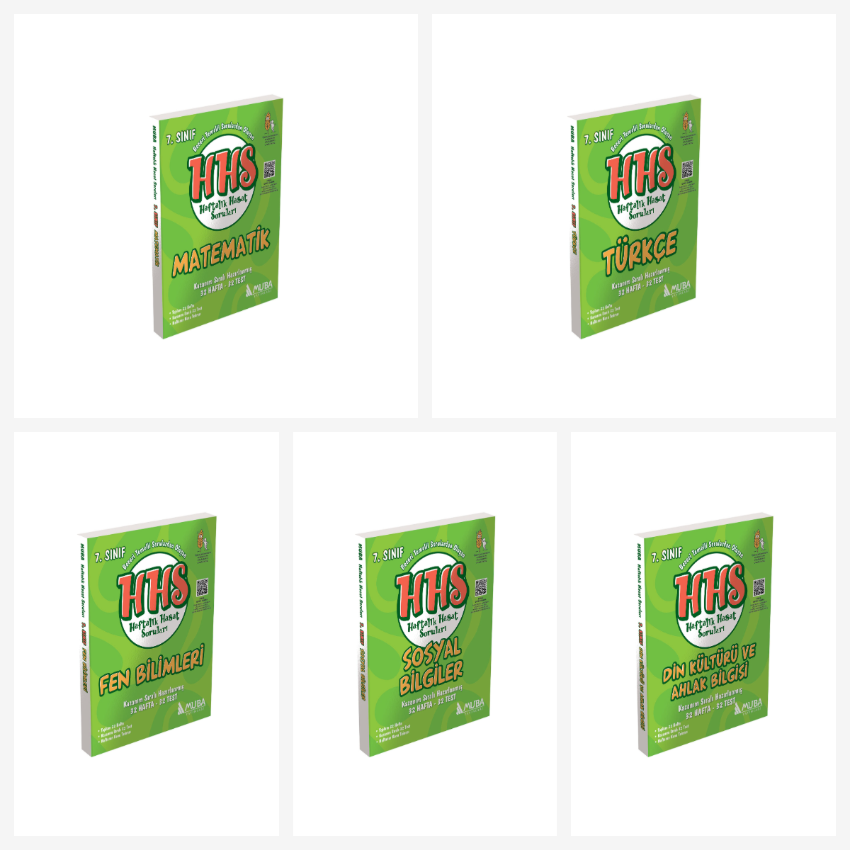 Muba 7. Sınıf Tüm Dersler Haftalık Hasat Soruları Seti 5 kitap Muba Yayınları
