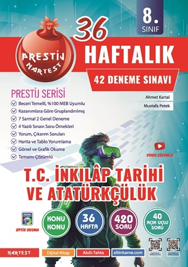 Nartest 8. Sınıf Haftalık T.C. İnkılap Tarihi Ve Atatürkçülük Denemeleri Nartest Yayınları