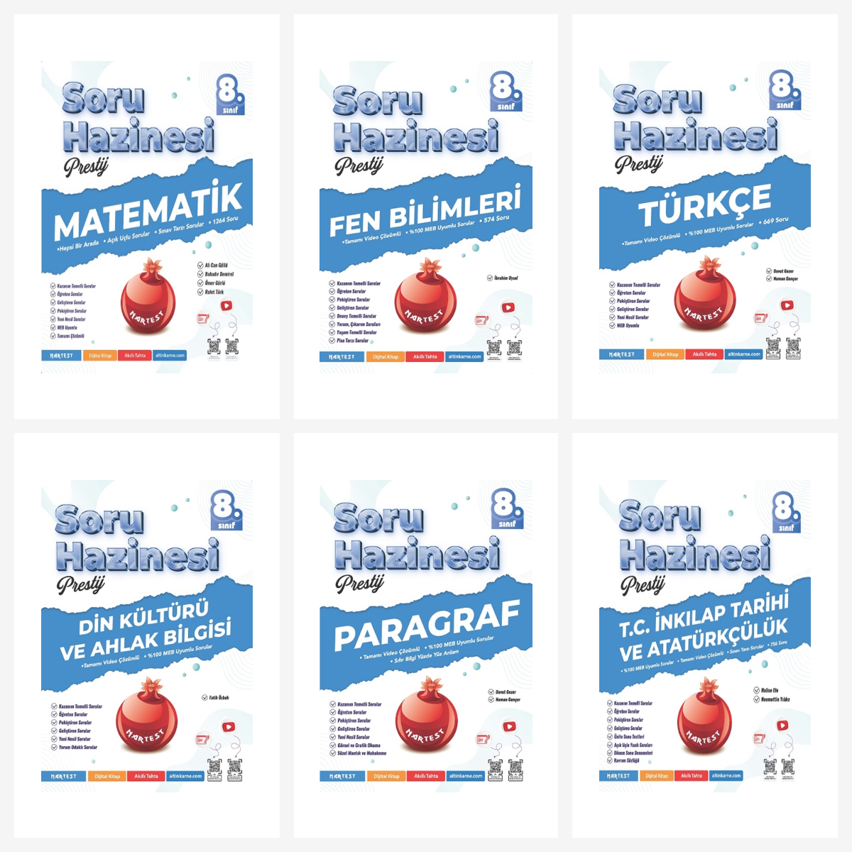 Nartest 8. Sınıf Prestij Tüm Dersler Soru Hazinesi Seti 6 Kitap Nartest Yayınları Nartest 8. Sınıf Prestij Tüm Dersler Soru Hazinesi Seti 6 Kitap Nartest Yayınları