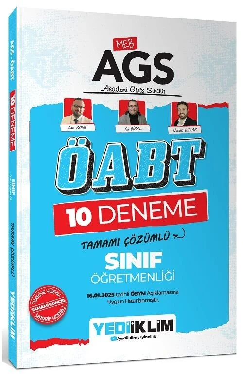 ÖABT MEB-AGS Sınıf Öğretmenliği 10 Deneme Çözümlü - Can Köni, Ali Birol, Nedim Bekar Yediiklim Yayınları
