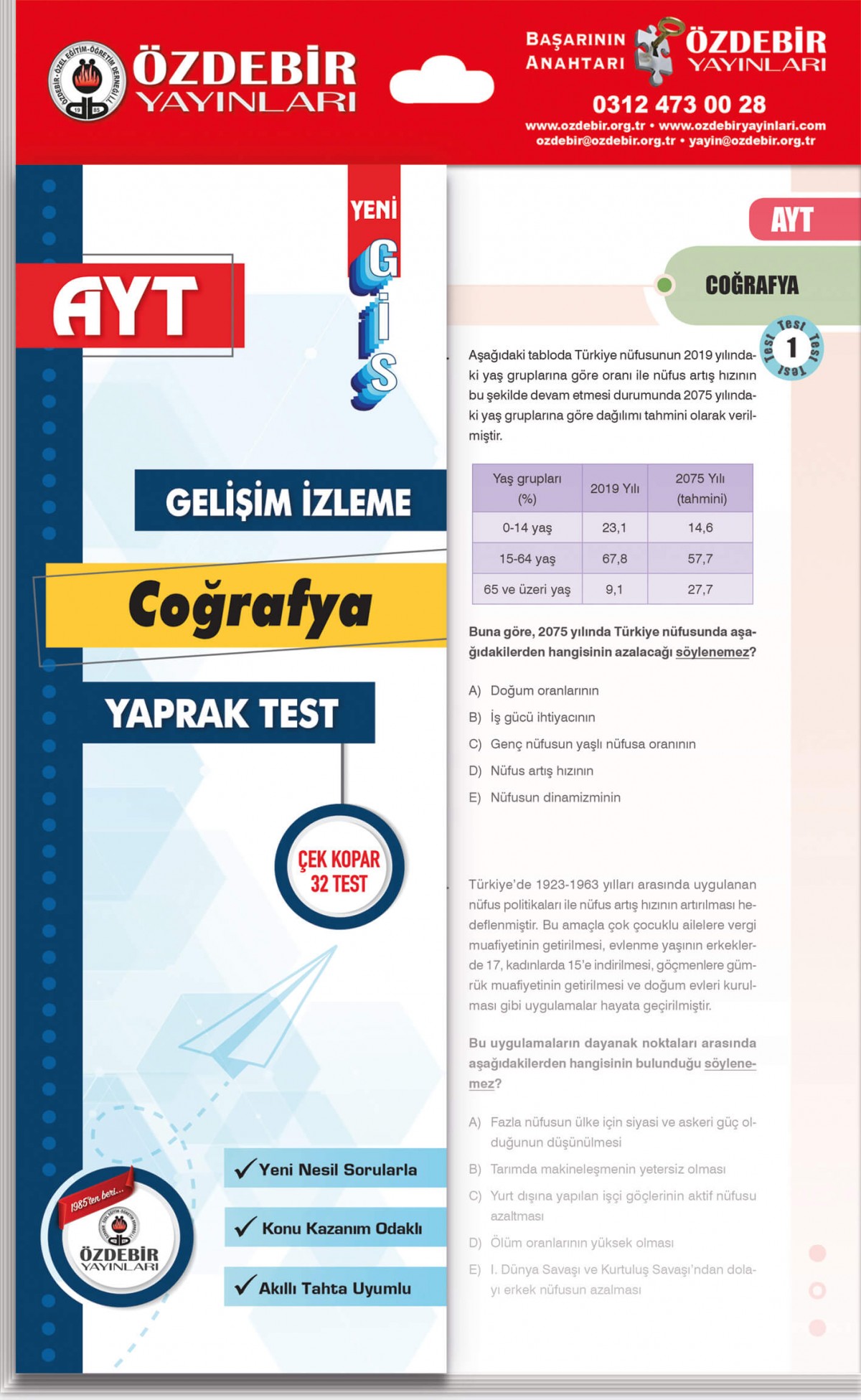 Özdebir YKS AYT Coğrafya GİS Yaprak Test Özdebir Yayınları
