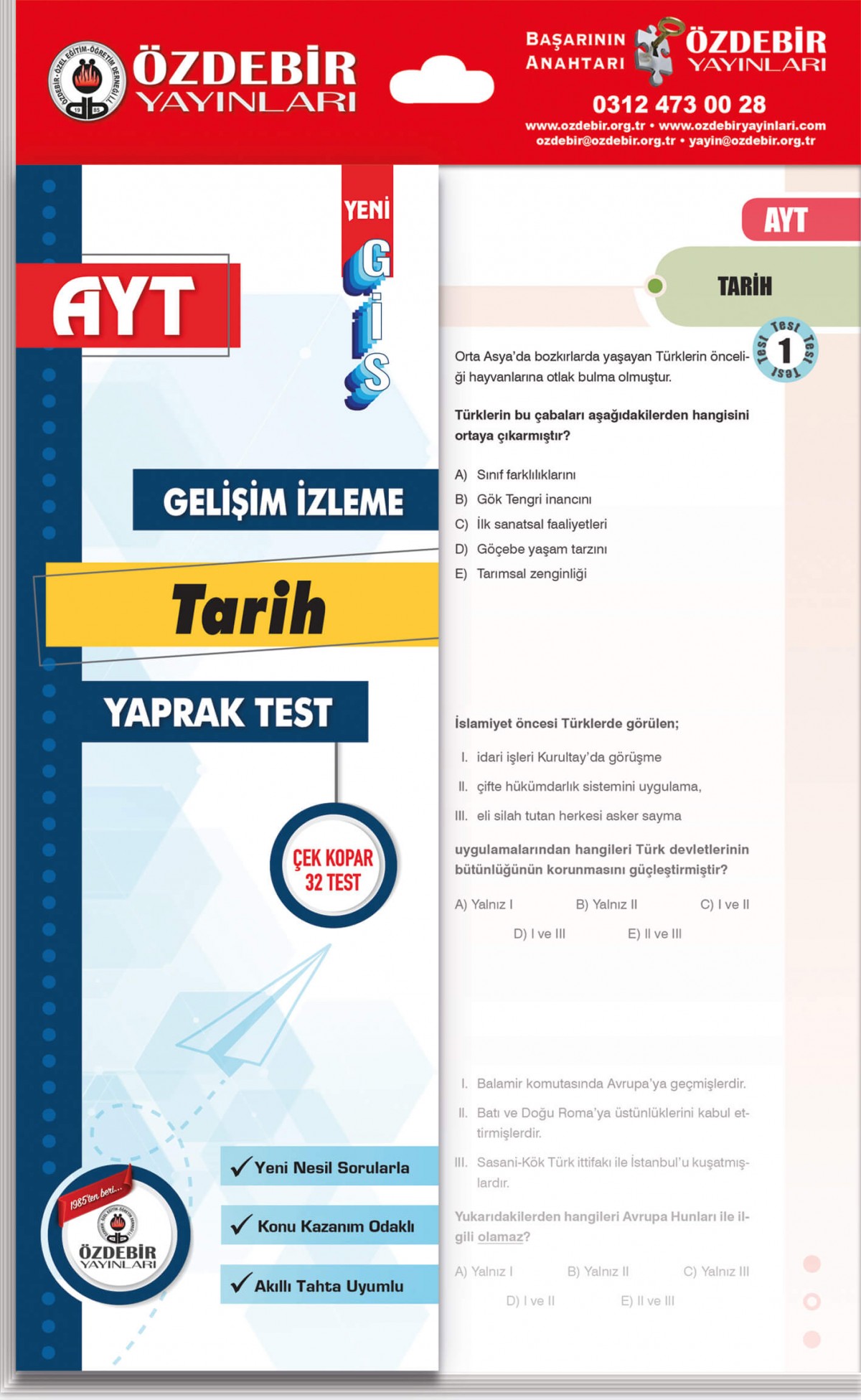 Özdebir YKS AYT Tarih GİS Yaprak Test Özdebir Yayınları