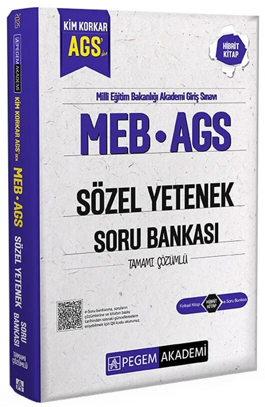2025 MEB-AGS Sözel Yetenek Soru Bankası Çözümlü Pegem Akademi Yayınları
