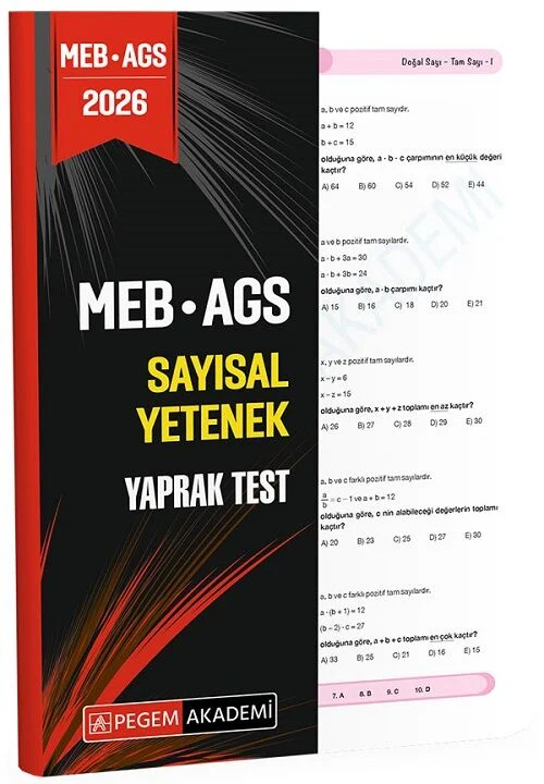 Pegem 2026 MEB-AGS Sayısal Yetenek Yaprak Test Pegem Akademi Yayınları Pegem 2026 MEB-AGS Sayısal Yetenek Yaprak Test Pegem Akademi Yayınları