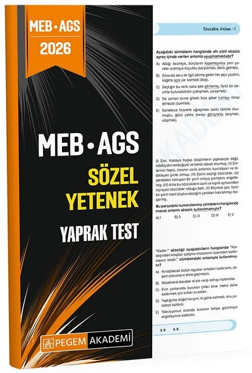 Pegem 2026 MEB-AGS Sözel Yetenek Yaprak Test Pegem Akademi Yayınları Pegem 2026 MEB-AGS Sözel Yetenek Yaprak Test Pegem Akademi Yayınları