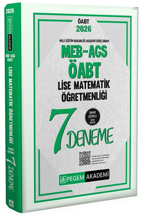 Pegem 2026 ÖABT MEB-AGS Lise Matematik Öğretmenliği 7 Deneme Çözümlü Pegem Akademi Yayınları Pegem 2026 ÖABT MEB-AGS Lise Matematik Öğretmenliği 7 Deneme Çözümlü Pegem Akademi Yayınları