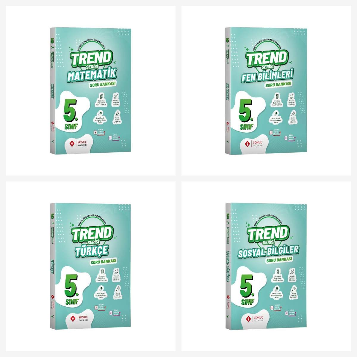 Sonuç 5.Sınıf Tüm Dersler Trend Serisi Soru Bankası Seti 4 Kitap Sonuç Yayınları