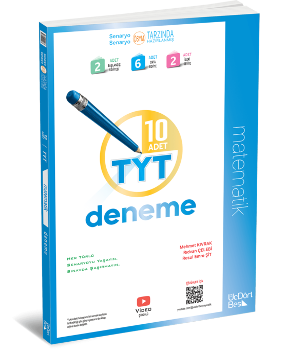 TYT Matematik 10 Deneme Sınavı ÜçDörtBeş Yayınları
