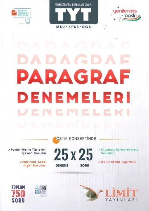 TYT MSÜ KPSS DGS Paragraf 25 x 25 Denemeleri Limit Yayınları