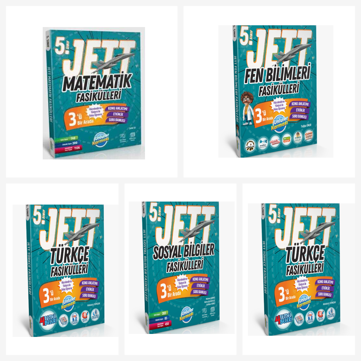 Ünlüler Karması 5. Sınıf Tüm Dersler Jett Fasikülleri Seti 5 Kitap Ünlüler Karması Yayınları