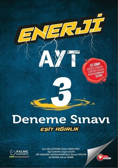 YKS AYT Enerji Eşit Ağırlık 3 Deneme Sınavı 1. Dönem Palme Yayınları YKS AYT Enerji Eşit Ağırlık 3 Deneme Sınavı 1. Dönem Palme Yayınları