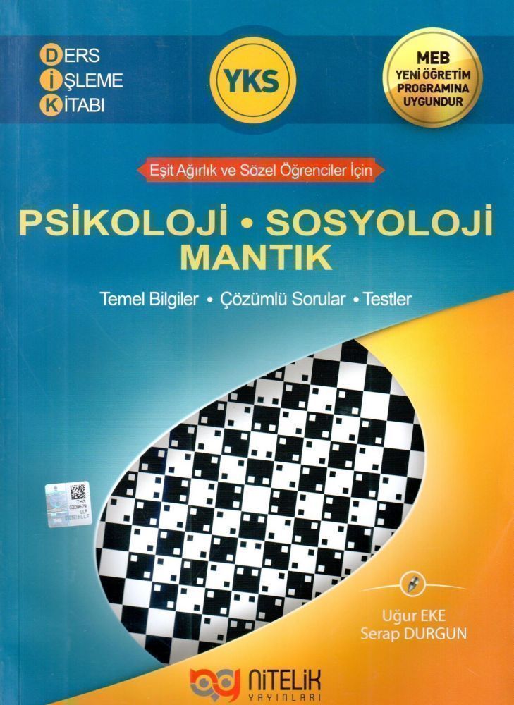 YKS AYT Psikoloji Sosyoloji Mantık Ders İşleme Kitabı Nitelik Yayınları