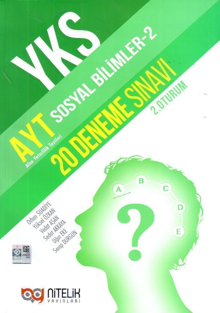 YKS AYT Sosyal Bilimler 2 20 Deneme Sınavı Nitelik Yayınları
